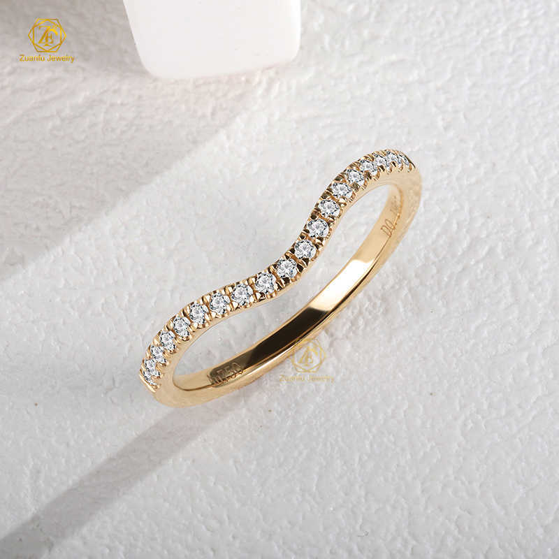 18K Yellow Gold 1.3mm FG VS Round Natural Diamond Half Band Eternity Ring for Fashion Engagement Daily Wear