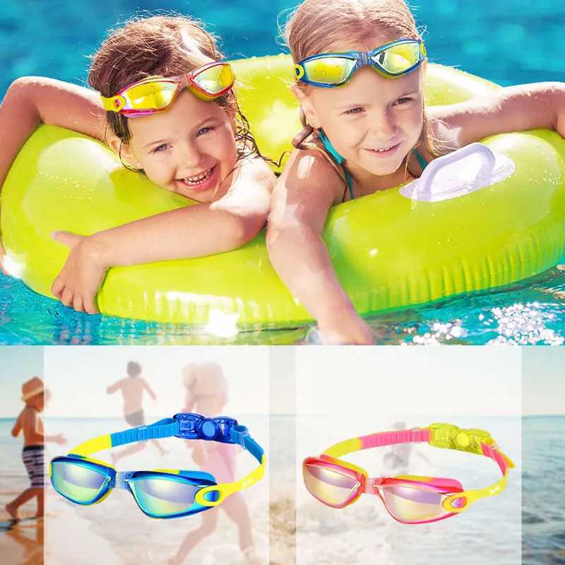 JSJM Professional Colorful Children Silicone Swimming Goggles Anti Fog UV Swimming Glasses Waterproof Silicone Swim Eyewear Kids Z250215