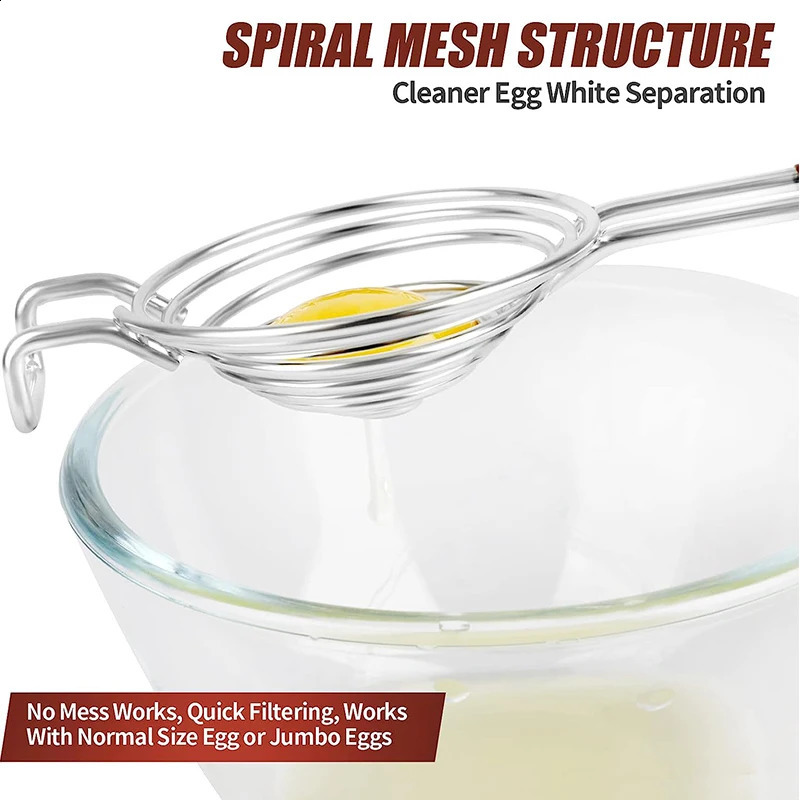 LMETJMA Egg Separator With Handle Egg White Separator Food Grade Stainless Steel Egg Yolk Divider Filter Kitchen Gadget JT178 250214