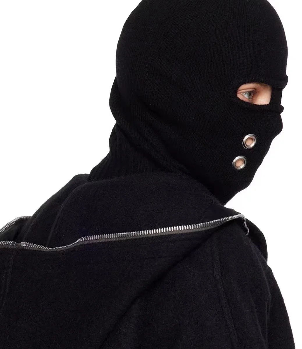 Personalized Knitted Facial Mask Y2K Womens Warm Balaclavas Hat Fashion Punk Rock Beast Party Kpop Hip Hop Headwear 250214