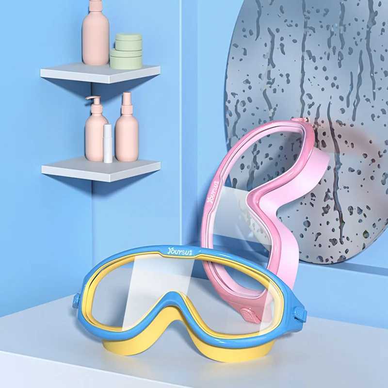 Children Swim Eyewear with Earplug Waterproof HD Lens Anti-Fog Large Frame Diving Glasses Boys Girls Water Sport Goggles Kids Z250215