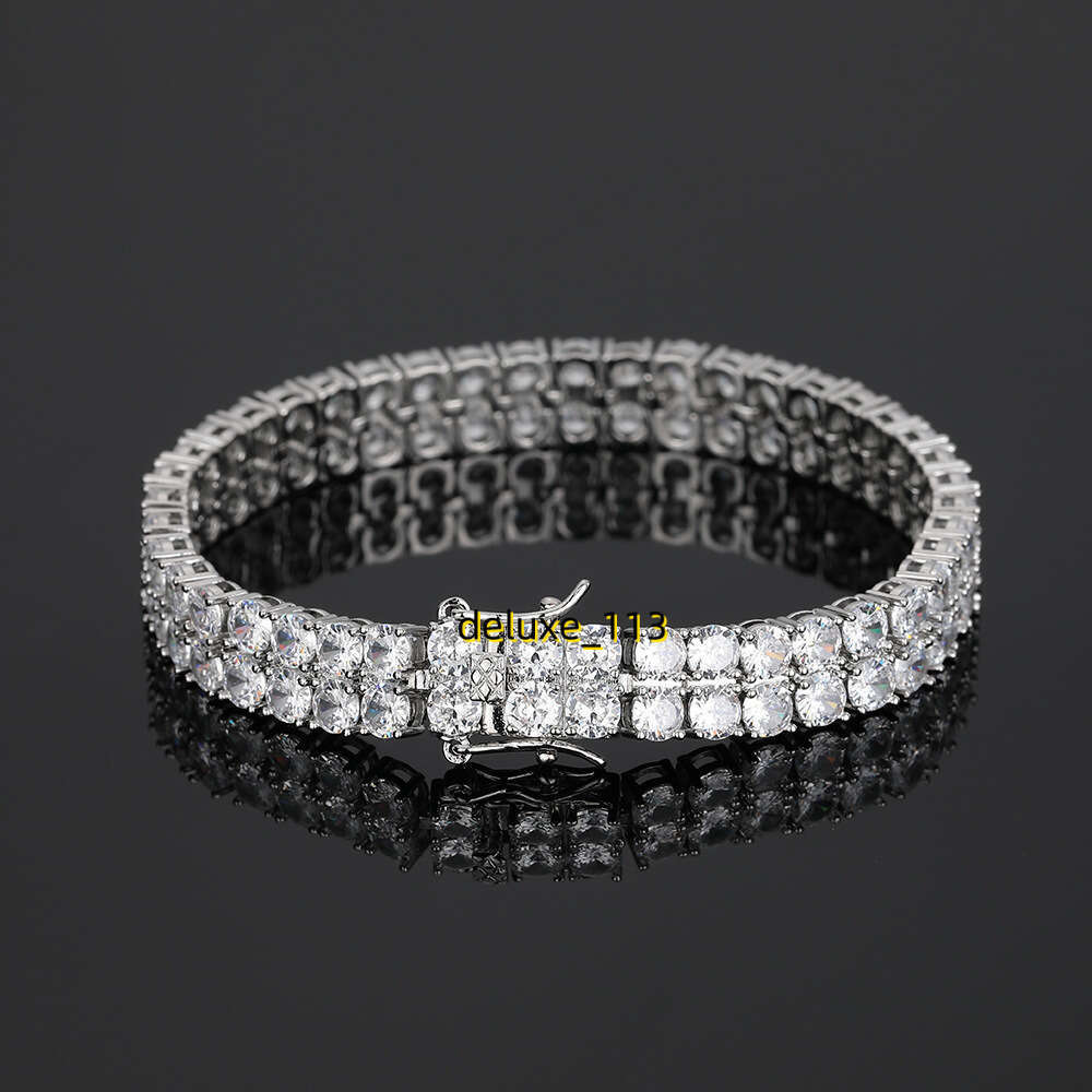 3mm Chain Copper moissanite Layer Double Row Hip Hop Tennis Bracelet Necklace