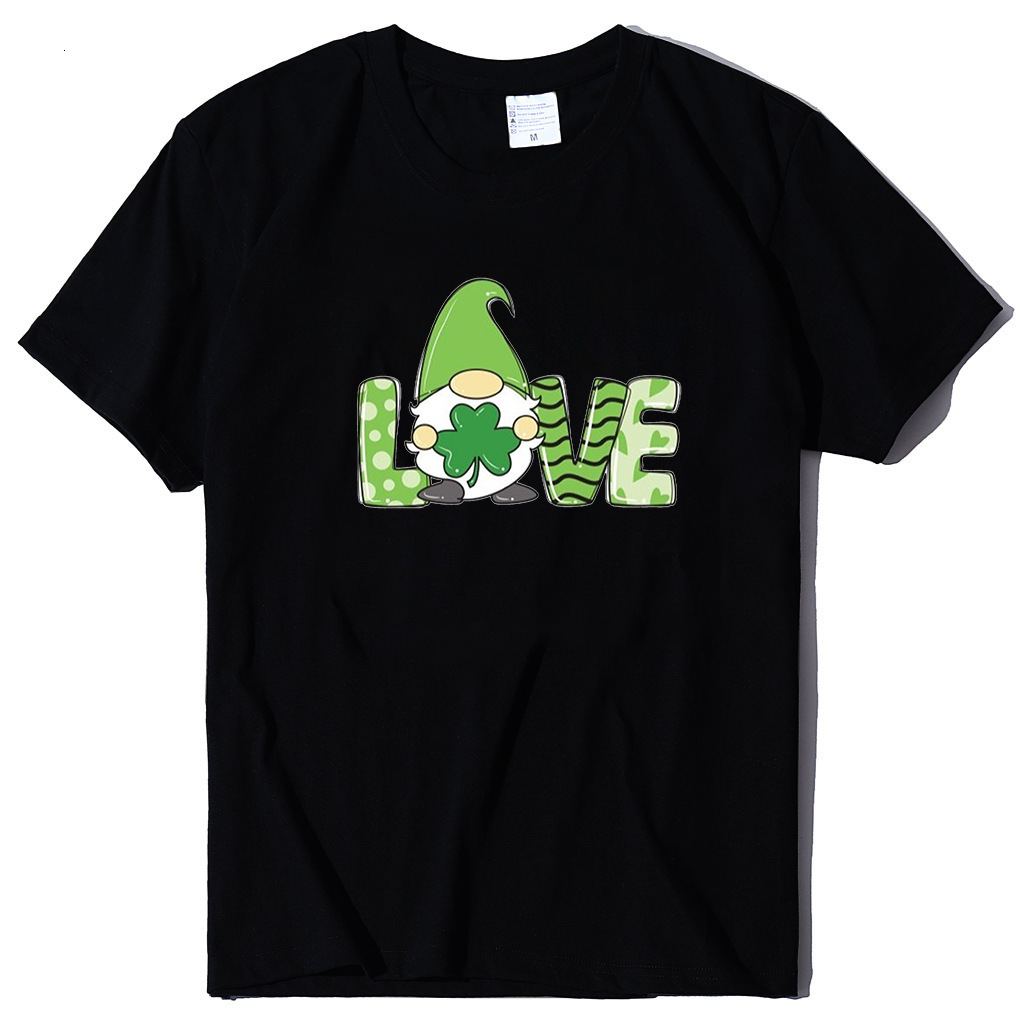 Designer Fashion Trend St. Patrick's Day Print Irish Green T-shirt Short Sleeved European Size 2025
