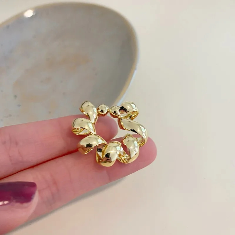 Simple Metal C Shape Hollow Ear Clip for Women Personality Twisted Irregular Non Piercing Cartilage Cuff Jewelry Accessories 250213