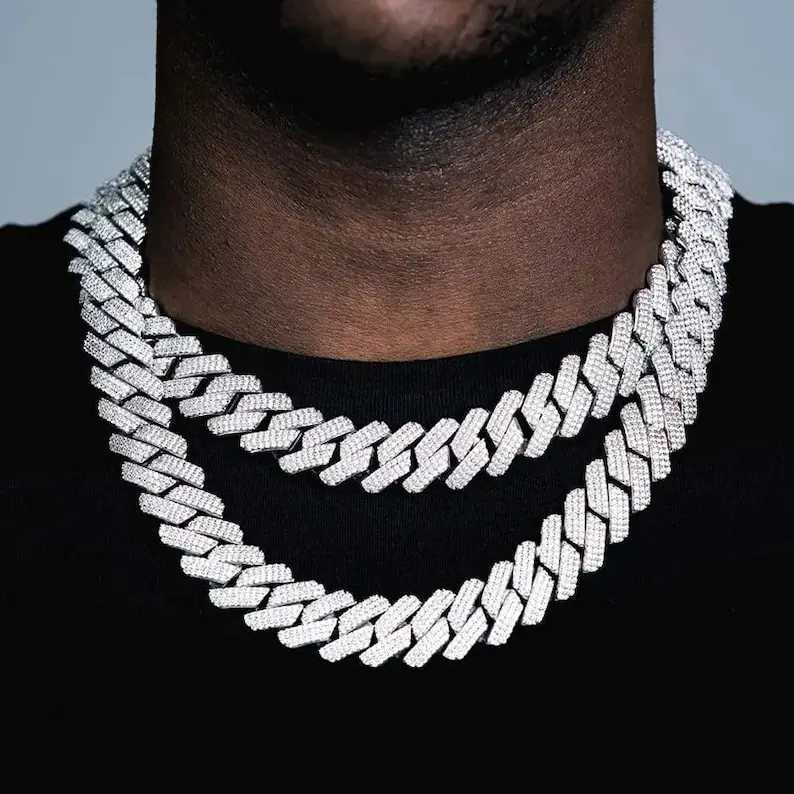 20mm Diamond Encrusted Cuban Link Chain Iced Vvs Lab Cz Necklace 14k White Gold Plated Miami Link Choker Cheap Price Best Gift