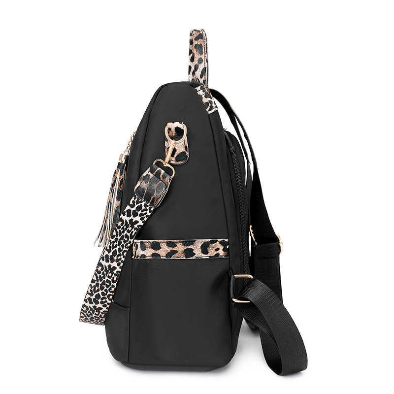 Spring New Womens Trendy Leopard Print Backpack Versatile Leisure Large Capacity Backpack Lightweight Backpack