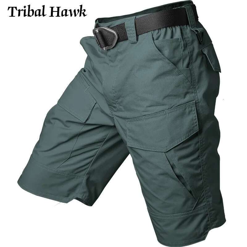 Summer Tactical Cargo Men Camouflage Waterproof Pants Airsoft Multi Pocket Cotton Shorts