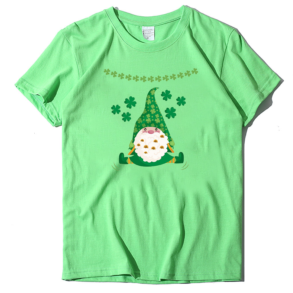Designer Fashion Trend St. Patrick's Day Print Irish Green T-shirt Short Sleeved European Size 2025