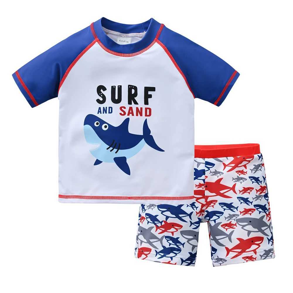 Kids Boy Swimsuit Cool Print 2 Pcs/lot 1-7 Years Summer Children Board Shorts Children Boys Swimwear Beach SurfingXJ250214