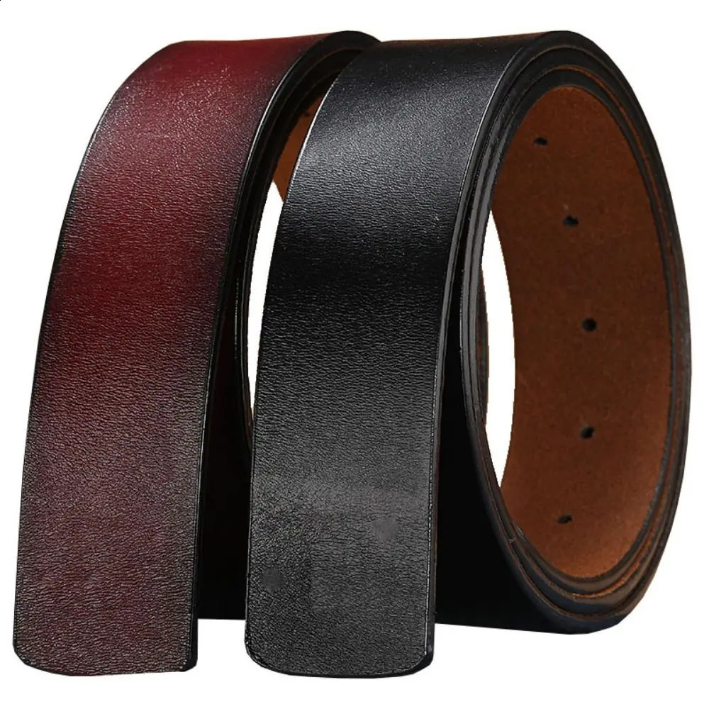3.3/3.8cm Cowhide Leather Belt Body No Buckle for Smooth Automatic Pin Buckle Belt Strap Without Buckle Men Women 250213