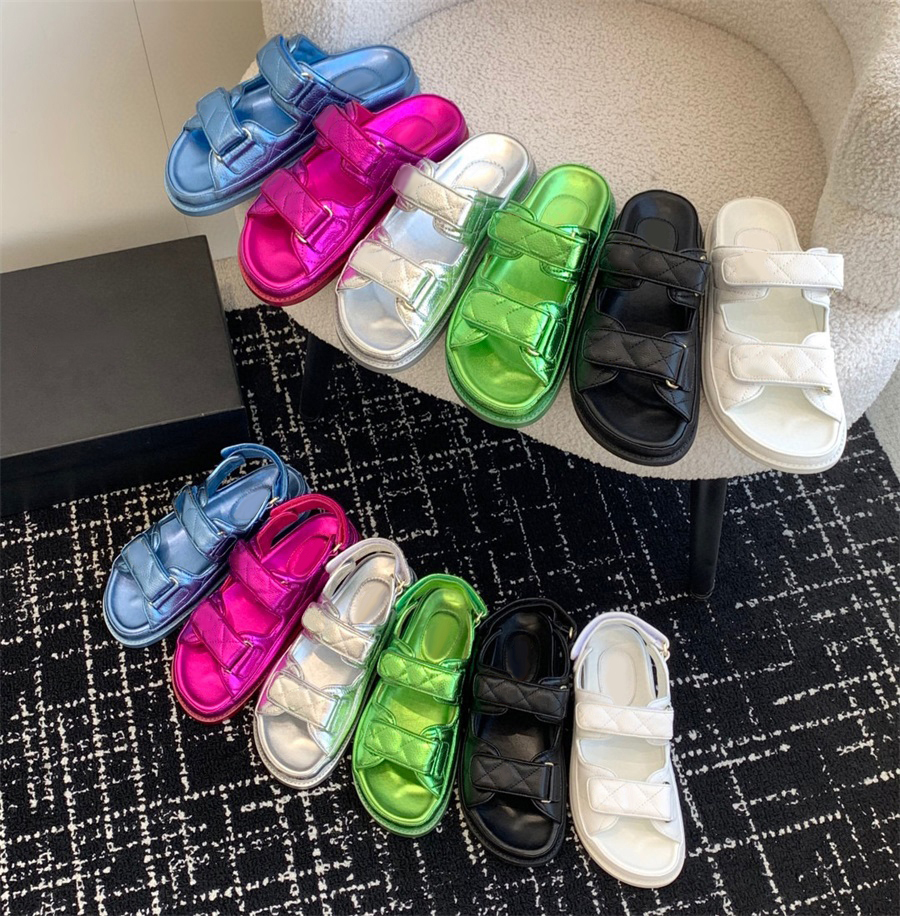 2025 (Preminum) Women Sandals Velcro Tape Fashion Platform Slippers Summer Gingham Beach Slides Sandals