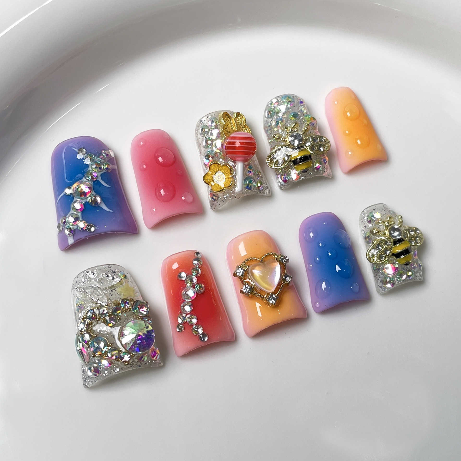 False Nails Wearing nail by hand sweet and cool girl powder blusher duck bill wearable false H25215