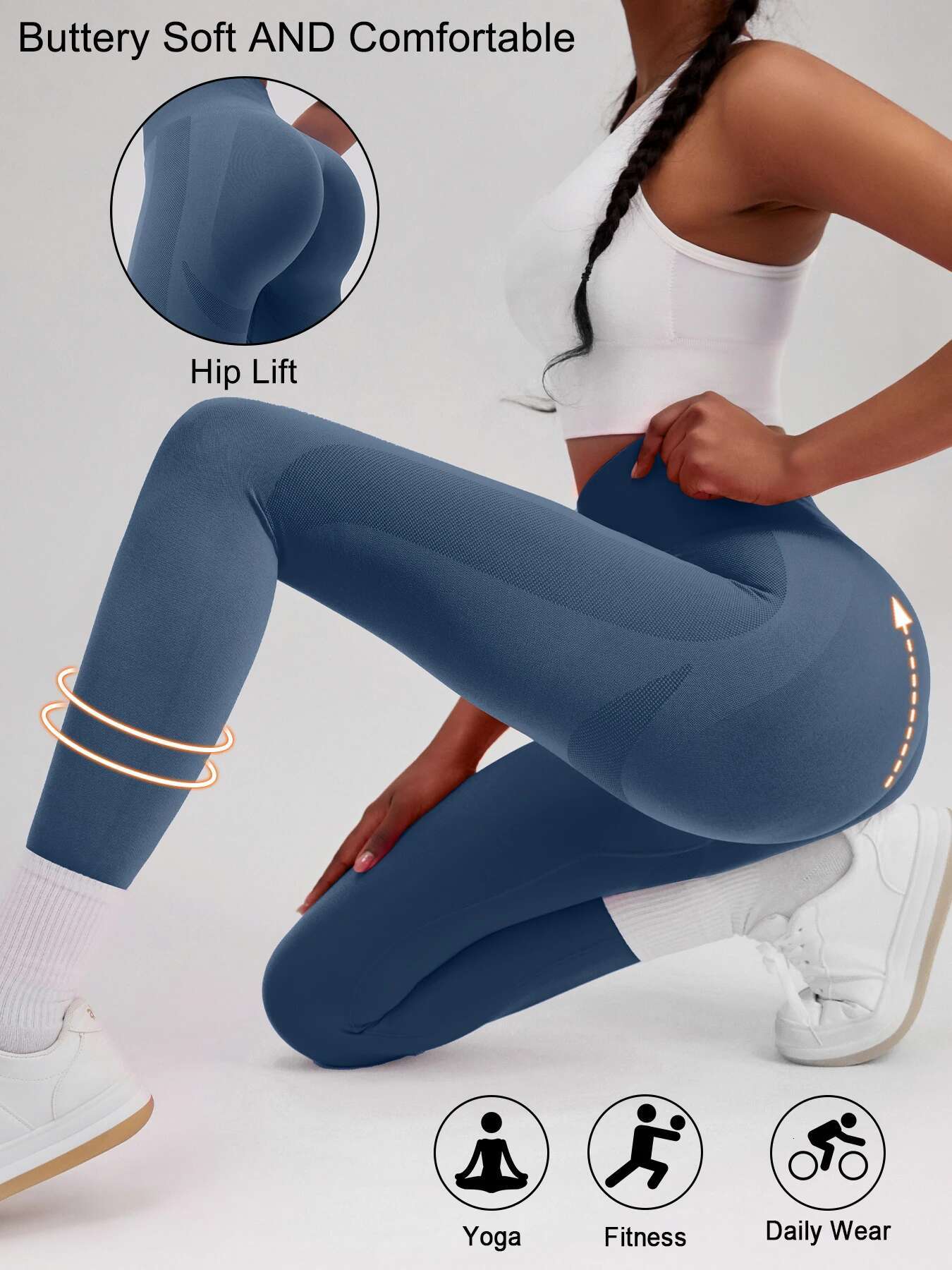 Fiess Women's Sports Seamless Bottoms High Waist Slim Yoga Bottom Gym Jogging Quick Dry Breathable Hip Lifting Pants