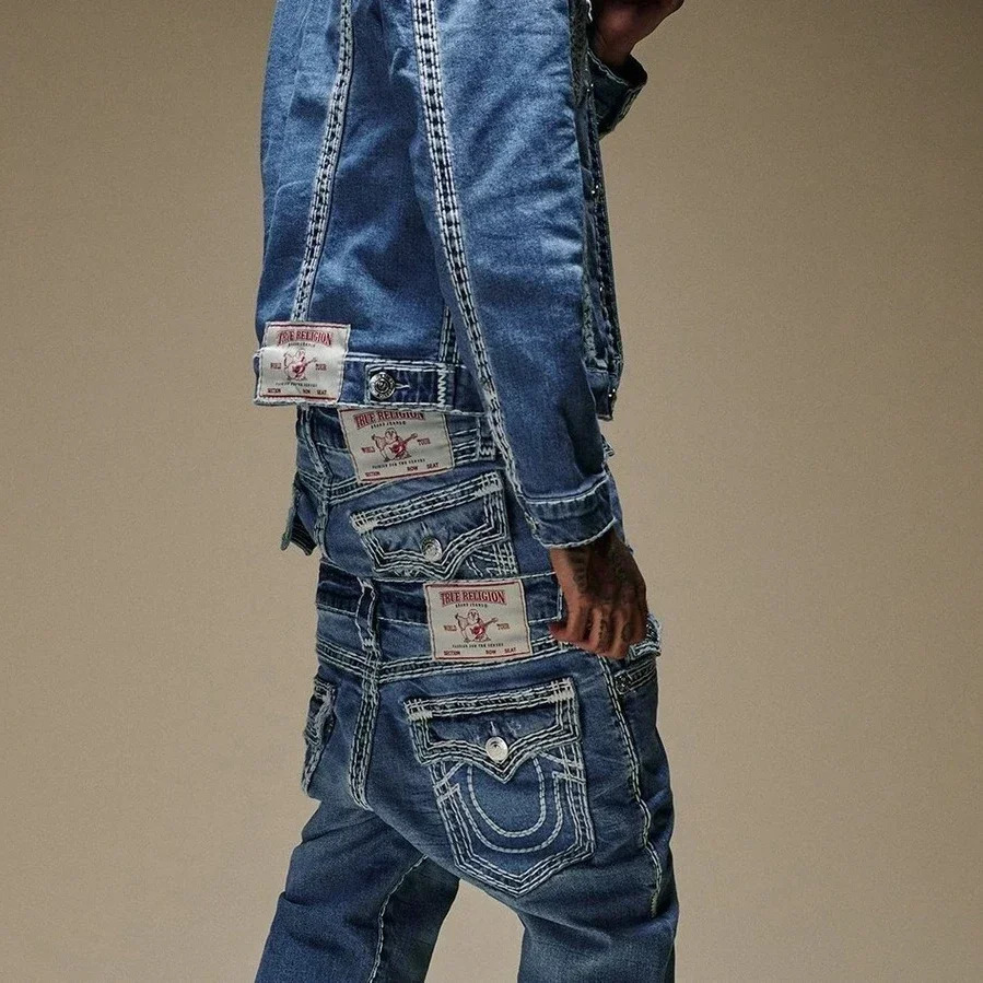 Y2k Harajuku Retro Pattern Embroidered Jeans Hip Hop Street Loose High Waist Jeans Couple 250210