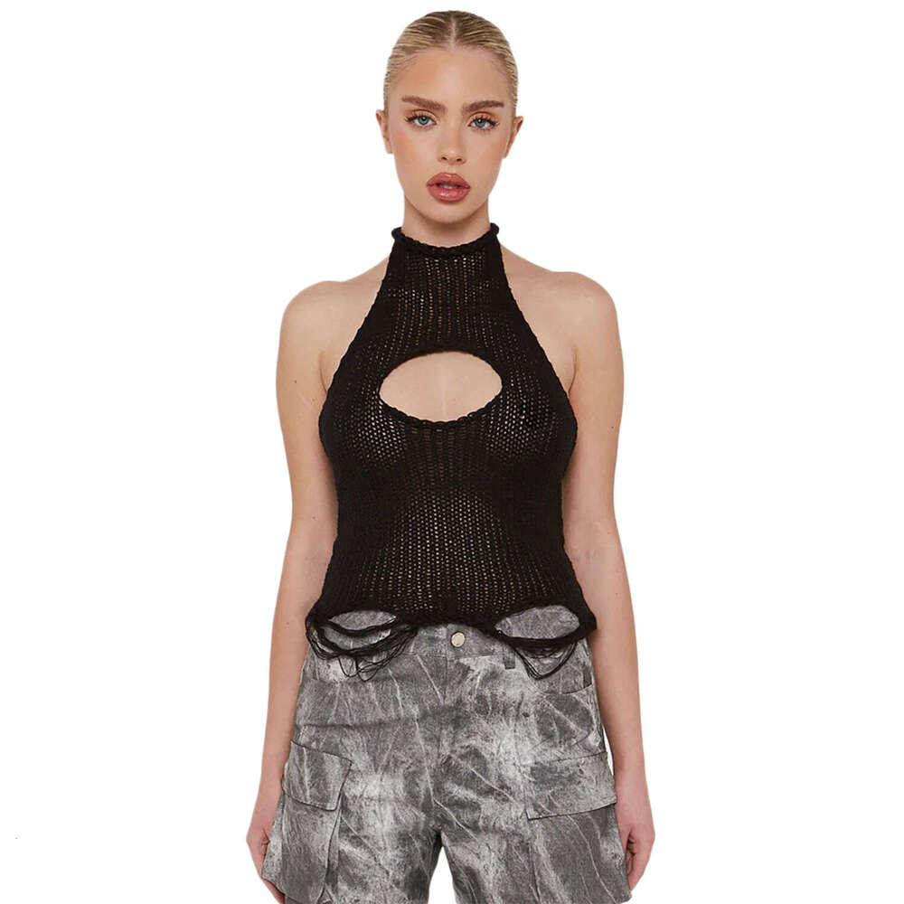 European American Spring/Summer Hot Women's Woolen Backless Tank Top 2025 New Style Elegant and Unique Clothing