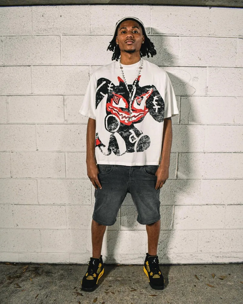 American Trendy Gothic Letter Pattern Printed Oversized T-Shirt Mens Y2K Street Hip-Hop Loose Retro Casual Round Neck Top Women 250210