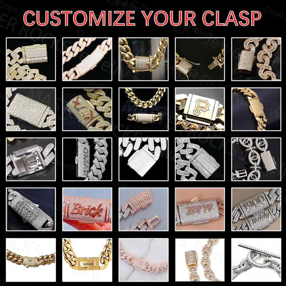 Hiphop Necklace 20mm 925 Sterling Silver Iced out Buss Down Gold Plated Heavy Miami Moissanite Cuban Chain