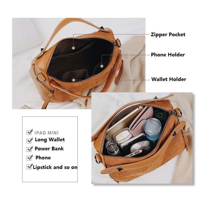 Large Capacity Women Handbags Retro Ladies Shoulder Leather Side Bags Fashion Female Travel Bag