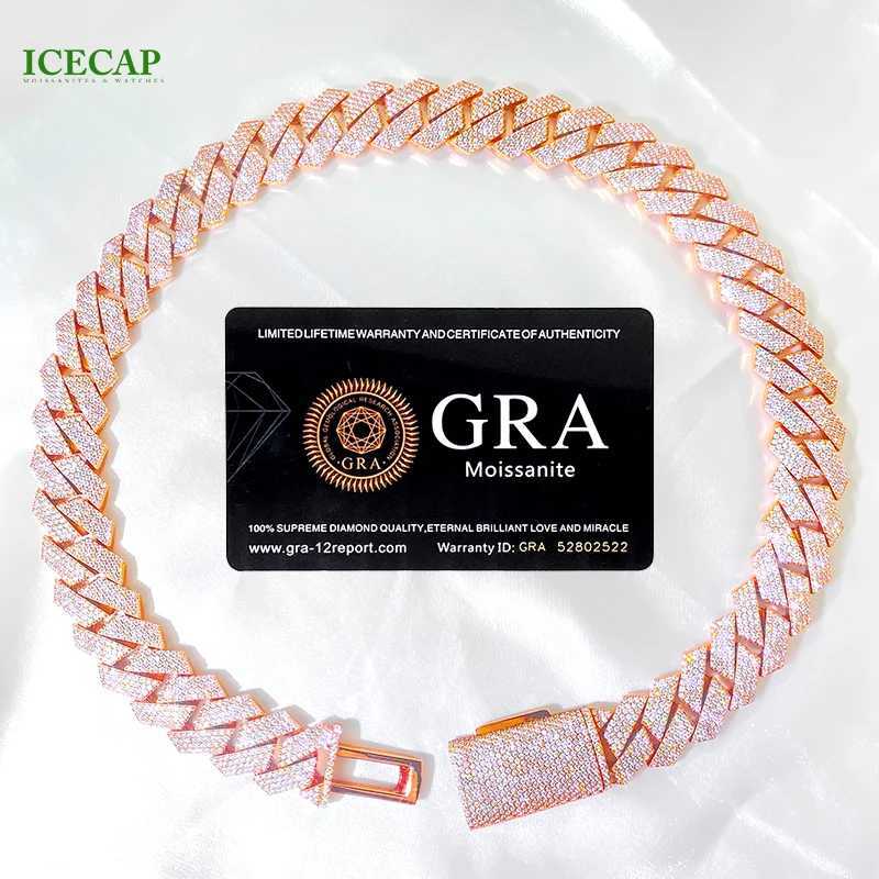 Miami Cuban Chain Jewelry Men Hip Hop Necklace 925 Silver Rose Gold Plated 20mm Moissanite Cuban Link Chain