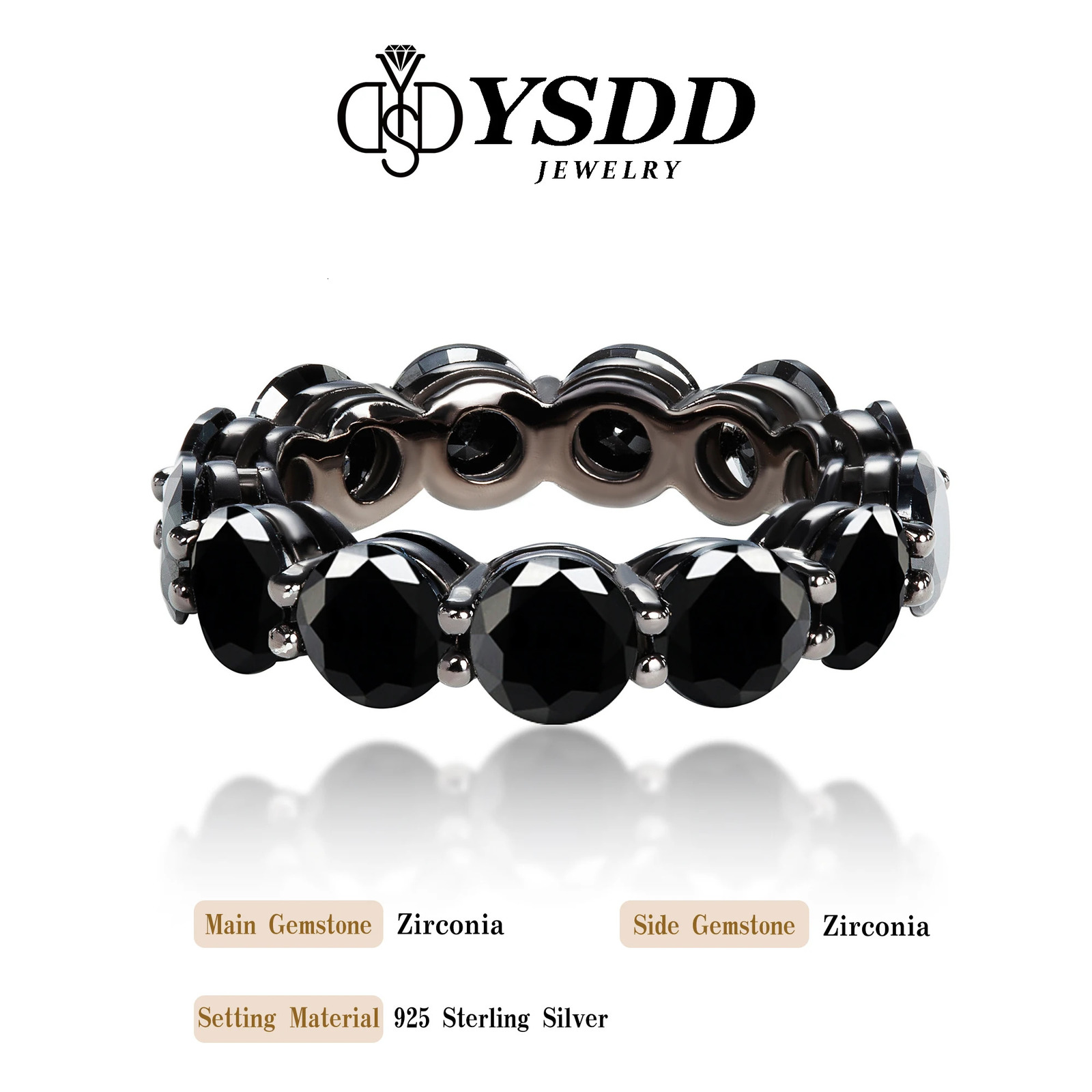 Wxw87 YSDD 925 sterling silver black zircon ring fashion niche black diamond closed row womens jewelry ring 250214