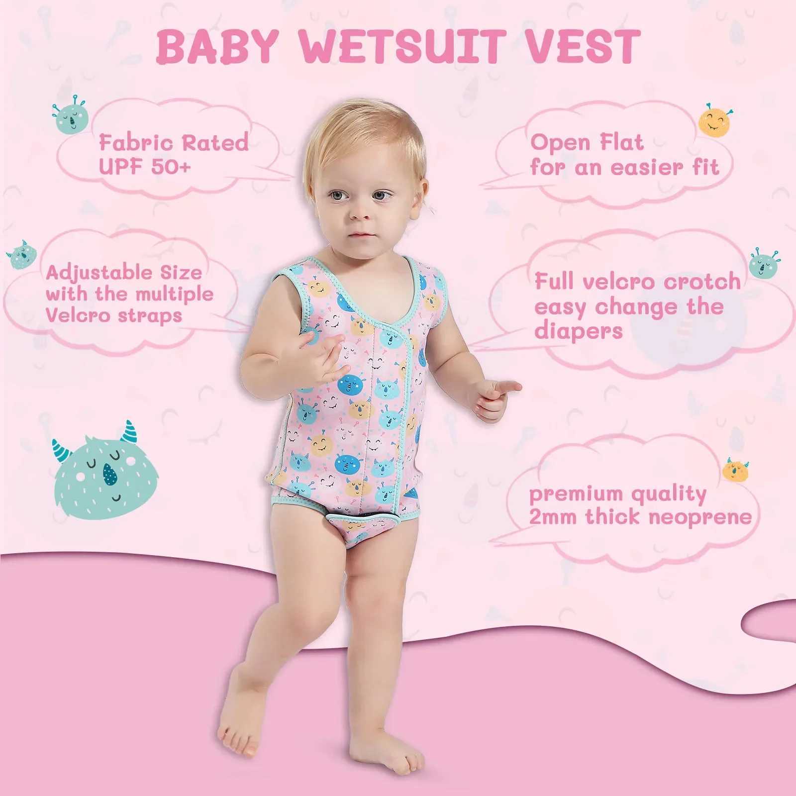Infant Toddler 2MM Neoprene Vest Adjustable Magic Tape Front Chest Crotch UPF50+ Sun Protection Cold Proof Warm Swimming WetsuitXJ250214