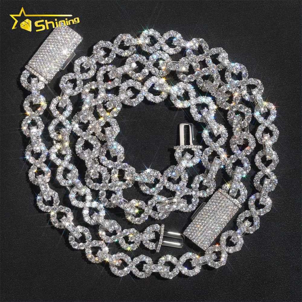 Hip Hop Jewelry 925 Sterling Silver Gold Plated Custom Necklace 15MM Infinity Link VVS D Color