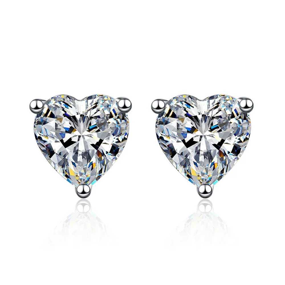 1CT D VVS1 Heart Cut Moissanite Diamond Stud Earrings 18K Gold Plated 925 Sterling Silver Earring for Women Girls Jewelry Gifts