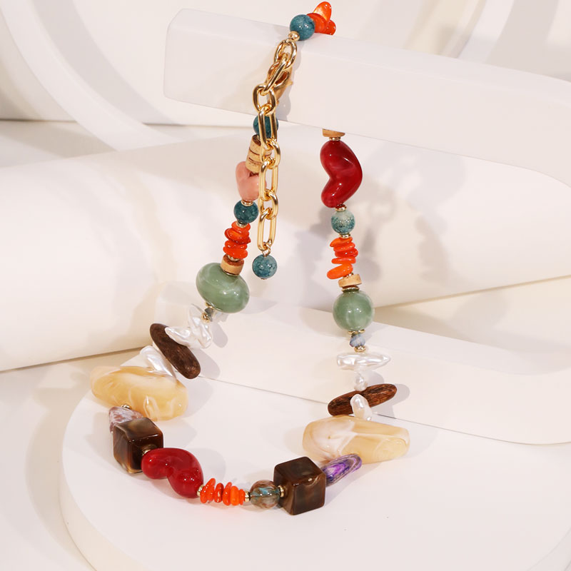 Bohemian Statement Beads Necklace for Women Girl Trendy Beach Party Jewelry Spring/Summer Accessory