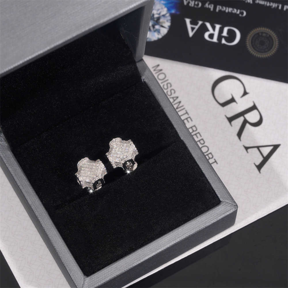 Hot selling personalized new 925 silver vvs moissani spiral earrings full of design and hip-hop earrings