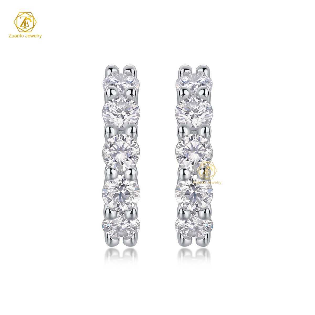 Wholesale 925 Sterling Silver Hoop Earrings Fine Jewelry with 0.1Ct Lab Grown Moissanite Gold Plated for Weddings and Gifts