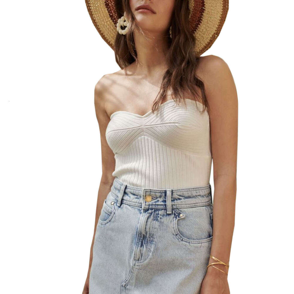 Spring/Summer Hot European and American Women's Wear Clean Color Simple Sexy strapless Short Top 2025 New Style Elegant Clothing