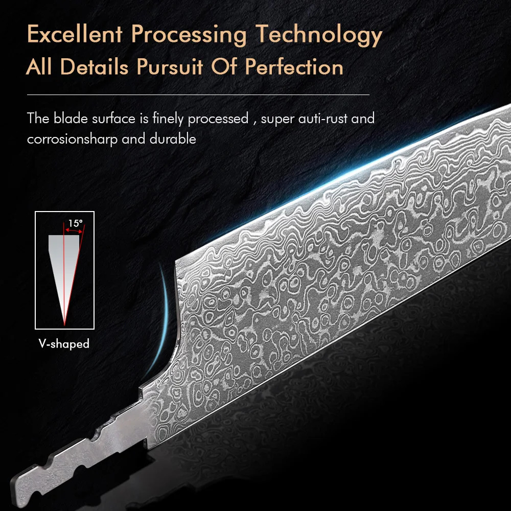 TURWHO Japanese Hand Forged Chef Knives DIY Blank Blade AUS10 Damascus Steel Kitchen Knife Making Handmade NO Handle 250212