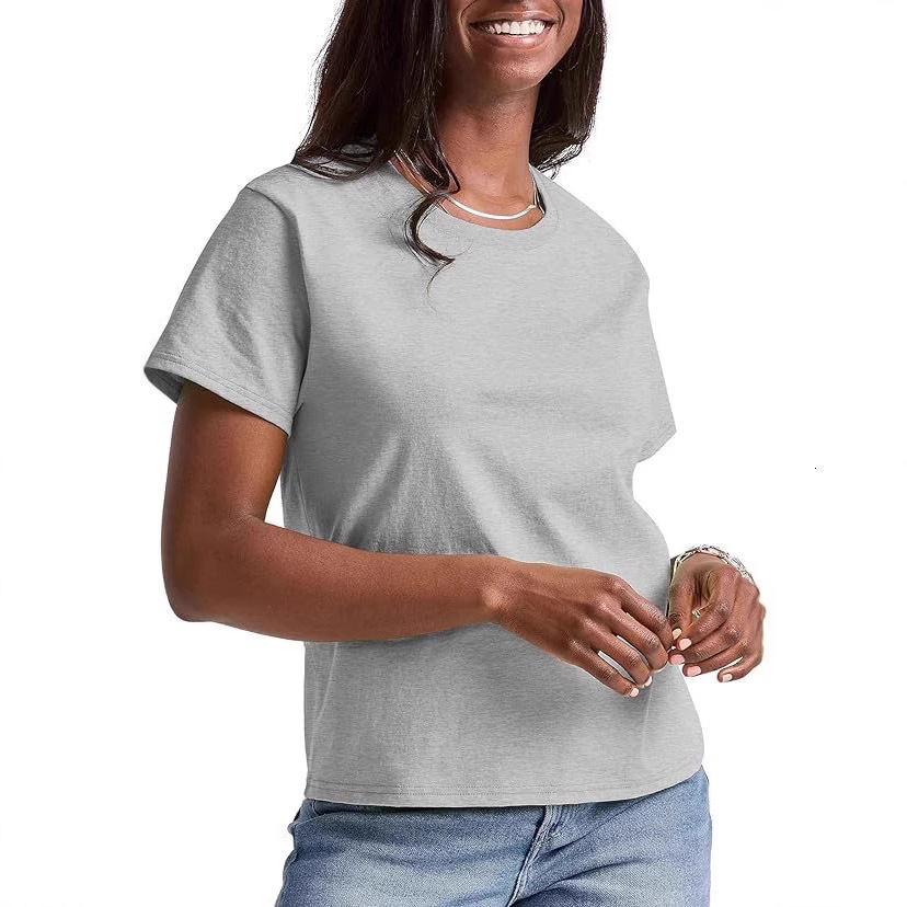 Designer Fashion Trend 2025 Summer Loose Solid Color Short Sleeve Women T-shirt Casual Round Neck Top