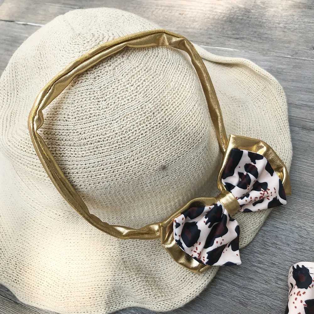 Baby Girls Swimsuit Leopard Print Beach Swimwear Children With Headband Kids Bathing Suit Bikini Set Girl Biquinis femininoXJ250214