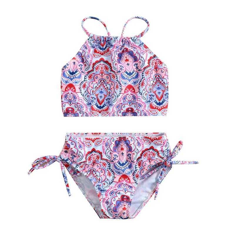 Summer Kids Swimsuits for Girl 1-6Y Chic Halter Two Piece Bikin Swimwear Infant Child Fast Dry Breathable Swimming WearXJ250214
