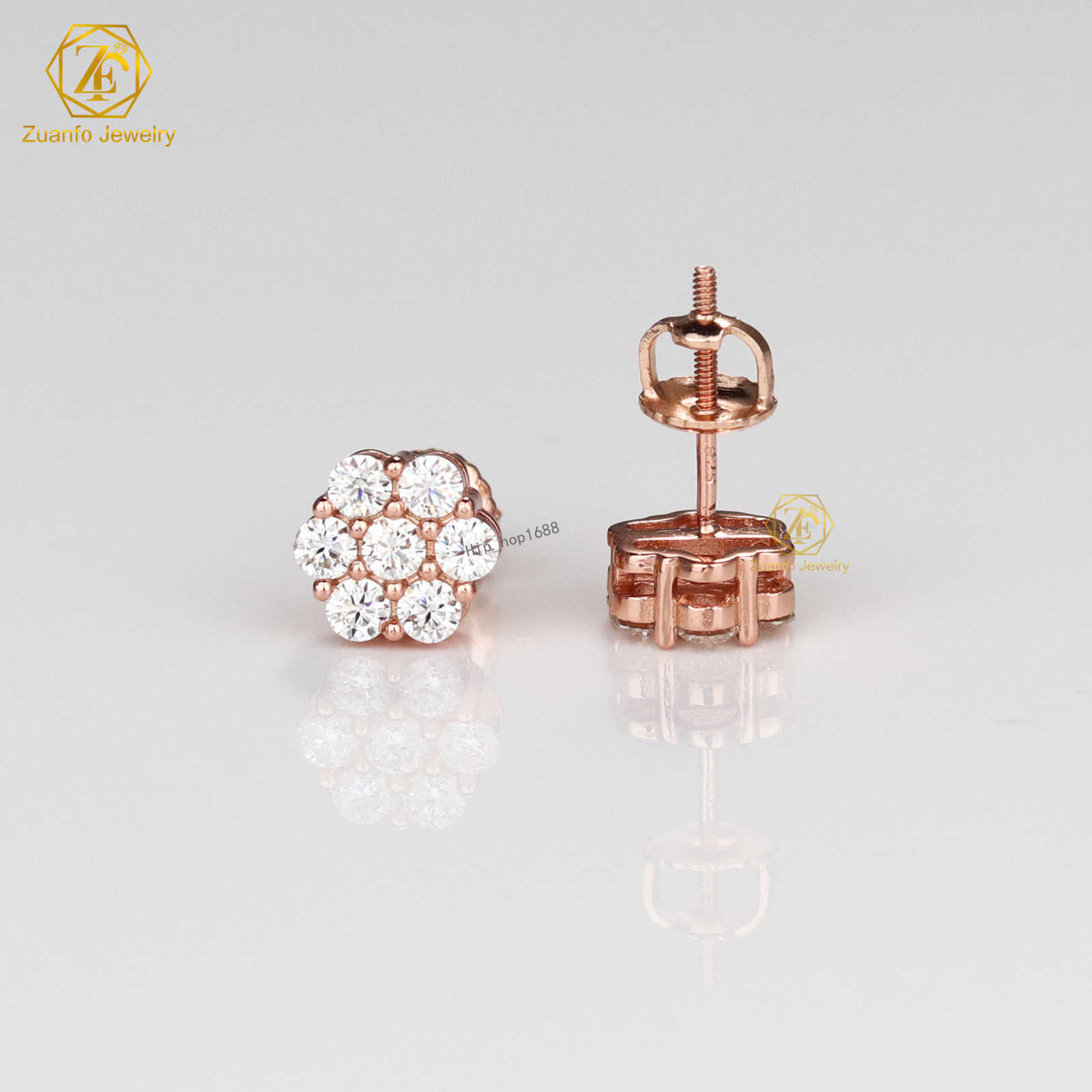 Best Selling 100% 925 Silver Moissanite Cluster Earrings D Color VVS1 Round Cut Diamond Flower Hypoallergenic Stud Earrings