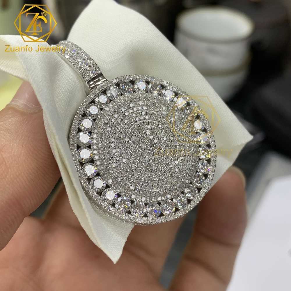 Hip Hop Custom 925 Silver White Gold Diamonds PersonalIze Pendant Rapper Round Iced Out Lab Grown Diamond Pendant