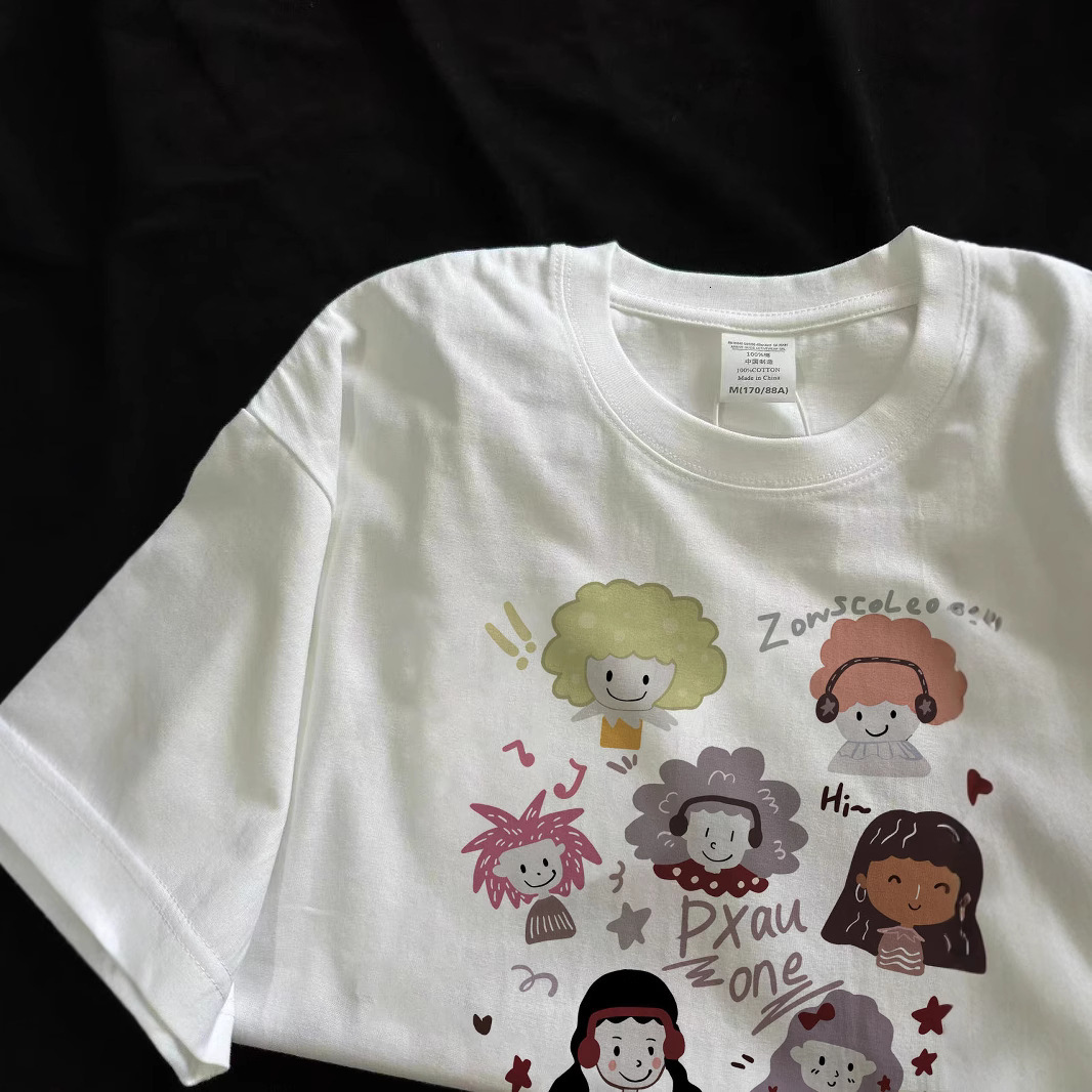 Free Shipping Designer White Short Sleeved T-shirt Loose Spring And Summer New Product 2025 Pure Cotton Fashion Half Sleeved Korean Version Women'