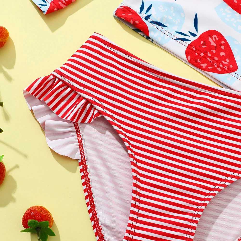 Girl Swimwear Summer Kids Swimming Clothing Ruffles Long Sleeve Beachwear Bathing Suit Butterfly Print Girls Two Piece SwimsuitXJ250214