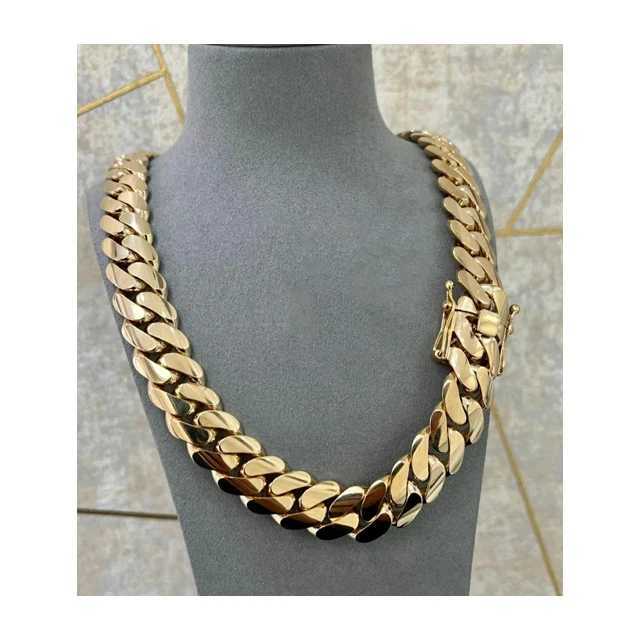 Handmade 22mm 24 Miami Cuban Link Chain 520grams Heavy Solid 925 Sterling Silver 14k Gold Plated Curb Hiphop Chain