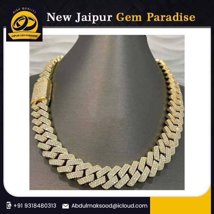 18mm Miami Cuban Link Chain Vvs Moissanite Diamond Stubbed 925 Sterling Silver White Gold Plated 18-24 Hip Hop Jewellery