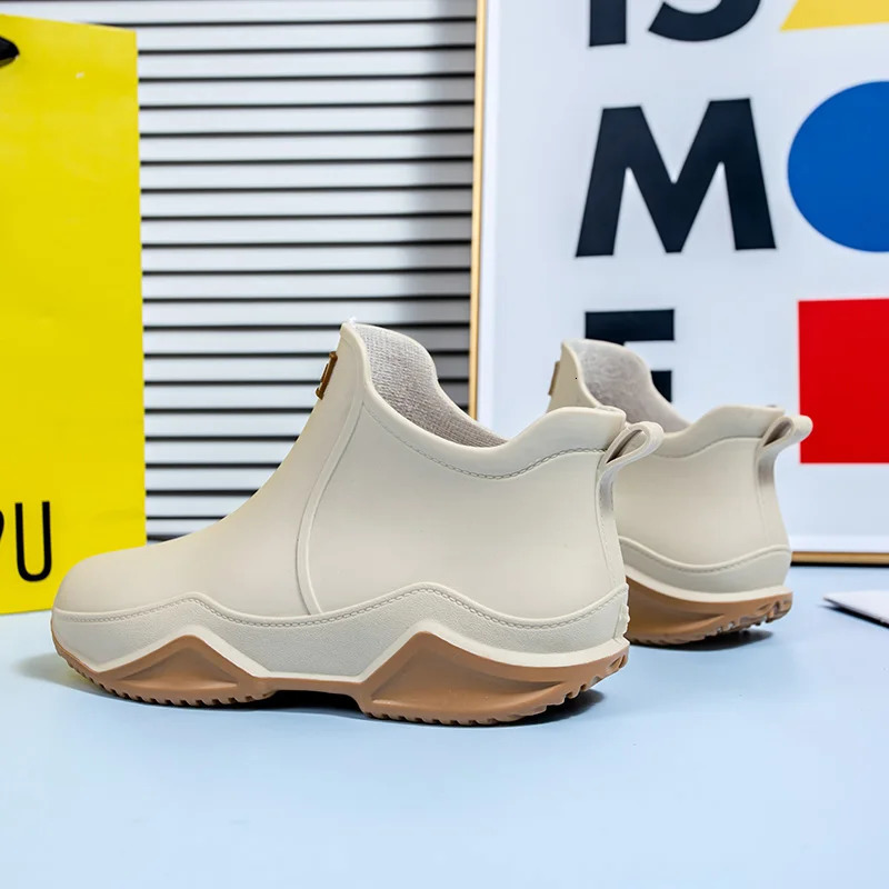 Unisex short rain boots couple shoes low cut anti slip water shoes PVC wear-resistant rain boots garden tiles 250213