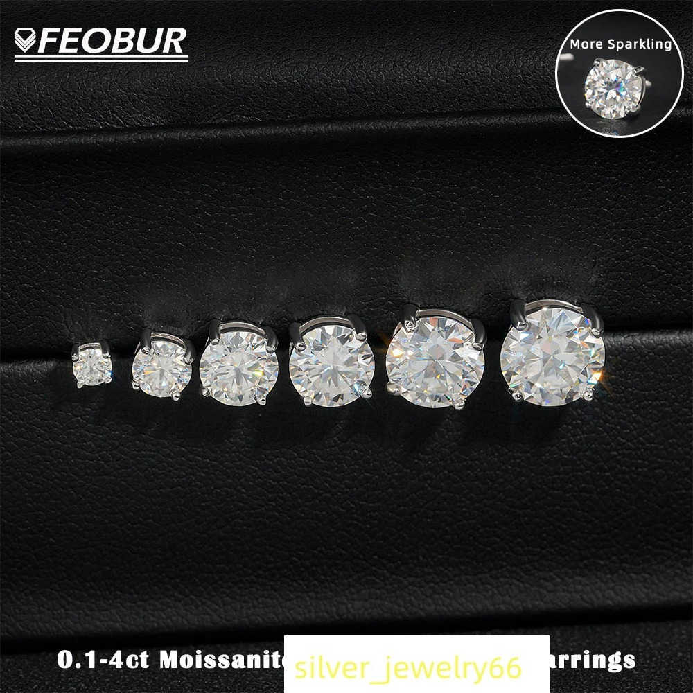 FEOBUR 1-4ct Moissanite Screw Back Earrings for Women 925 Sterling Silver Sparkling Diamond Stud Earrings Men Trendy Jewelry