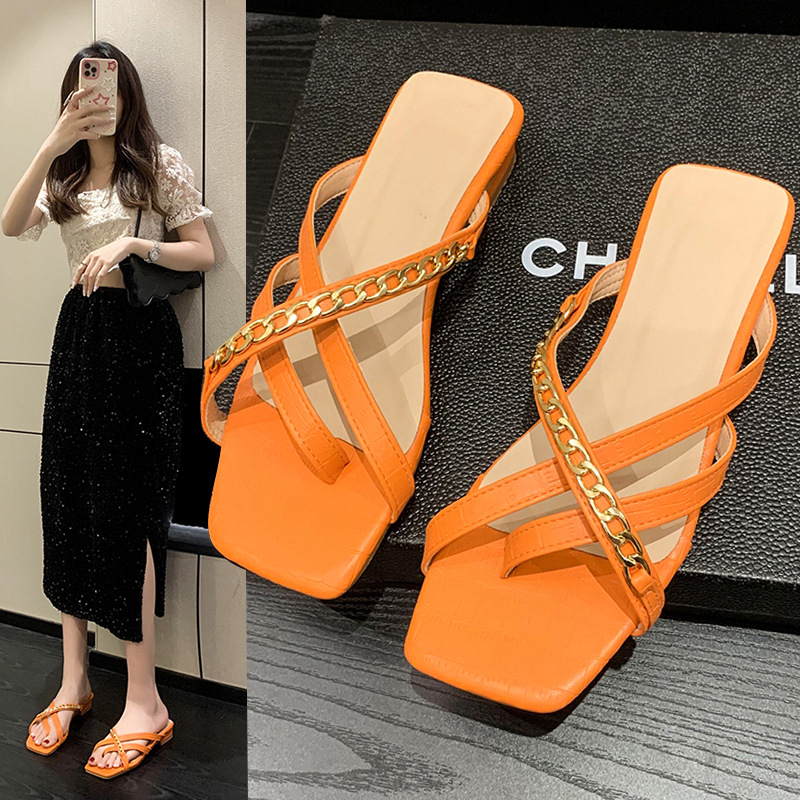 Women Slippers Flat Bottom Fashion Light Color Versatile Outdoor Wear Plus Size Triple Orange Free shipping