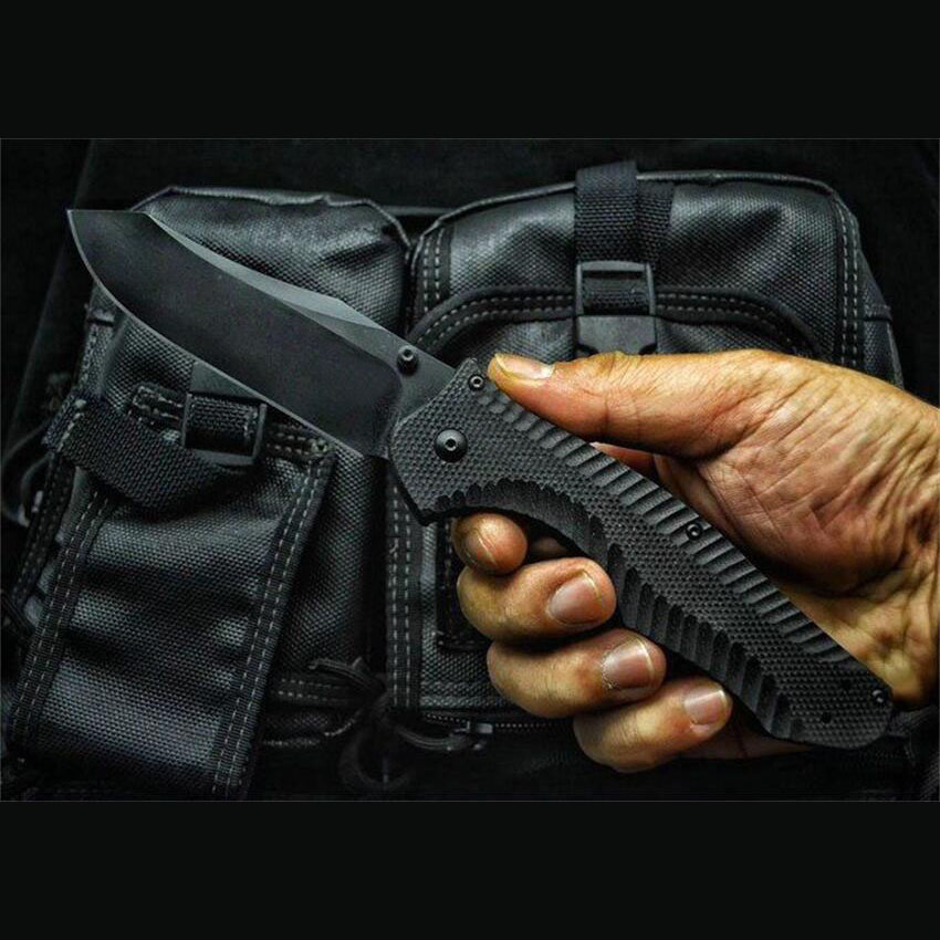 2Models 810BK Axis Folding Knife 3.77 GB-D2 Black Blade, G10 Handles