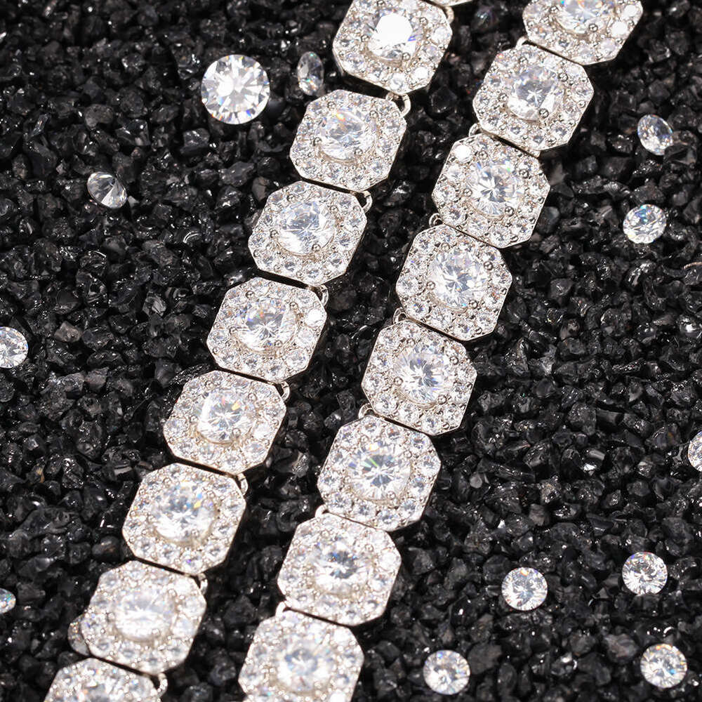 Men's New Hip Hop moissanite Rock Sugar Necklace Multi size Hiphop Rap Accessories