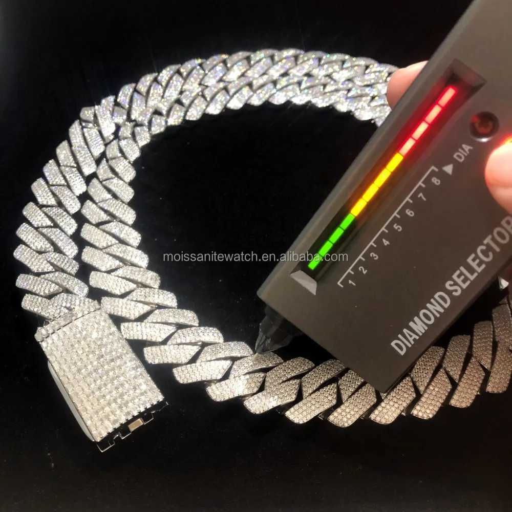 Big chain 4 row 20mm 700 grams vvs diamond miami cuban link chian S925 moissanite baguette hip hop heavy cuban link necklace