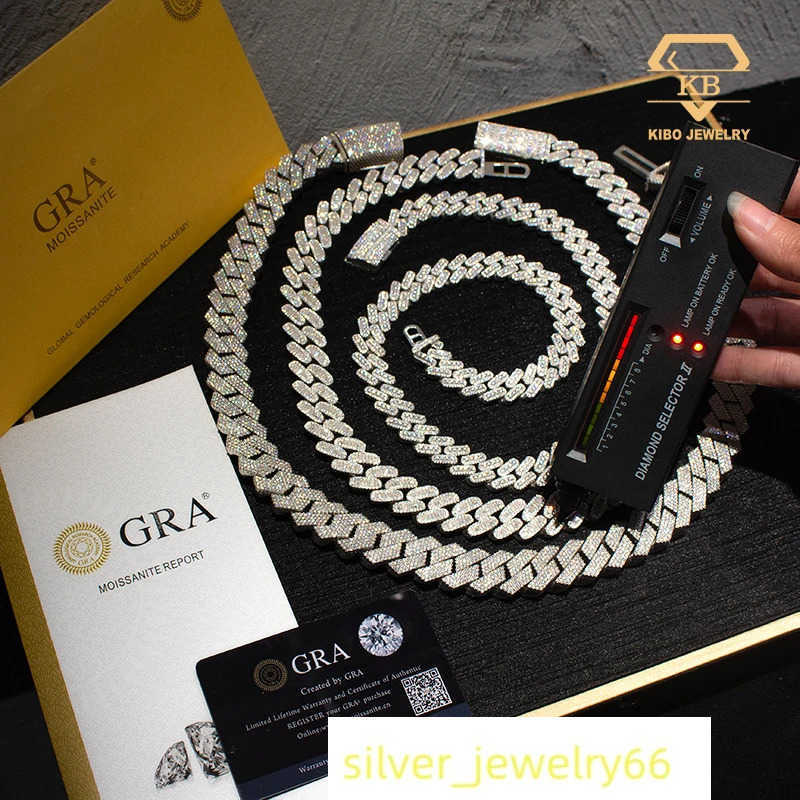 8mm 10mm 12mm 15mm Width Hip Hop Jewelry Diamond Necklace Mossanite Chaine S925 Silver Iced Out VVS Moissanite Cuban Link Chain