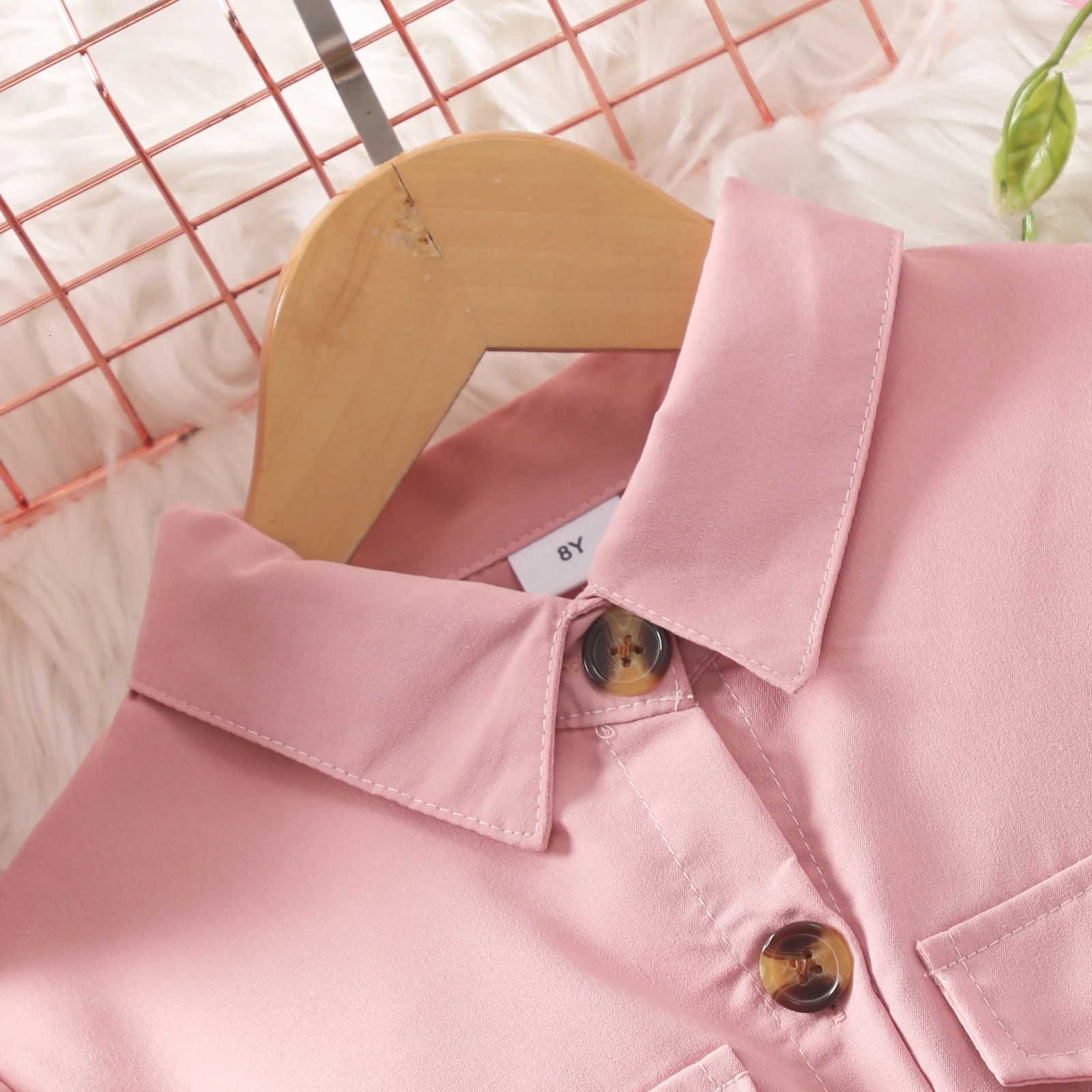 Tween Girls Stylish Casual Long Sleeve Solid Colored Button Up Lapel Collar Dress With Belt Pockets For Fall Winter Outdo 250213