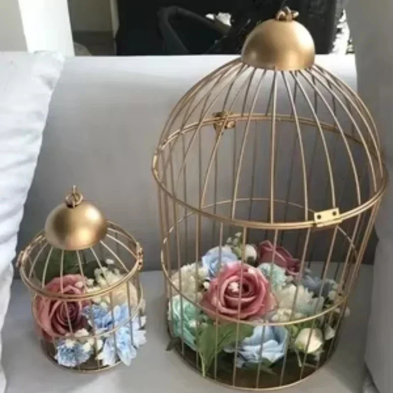 European Retro Iron Flower Stand Bird Cage Balcony Decor Outdoor Decorative Cages for Pet Supplies and House Decoration 250206